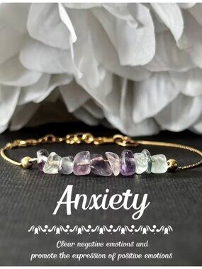 Rainbow Fluorite Anxiety Bracelet Reduce Stress Calm Emotions Clears Negativity